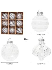 Bộ 9 quả bóng trang trí Giáng sinh 80mm/3.15in, chống vỡ, lấp lánh trong suốt, đồ trang trí cây thông Noel, đồ trang trí treo cho Giáng sinh, quà tặng tốt nhất cho ngày lễ, sinh nhật, trang trí nhà, đồ trang trí Giáng sinh, trang trí phòng, đồ trang trí Giáng sinh mùa đông, quà tặng Giáng sinh tại nhà, đồ trang trí Giáng sinh - trắng - Xem 6