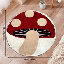 1 tấm thảm lông mềm mại họa tiết nấm giả cashmere chống trượt thoải mái hình tròn xù xì, dùng để trang trí phòng khách/phòng ngủ - Nhiều màu - Xem 11