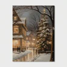 1 件圣诞小镇印刷品、复古风格圣诞村印刷品、节日绘画、季节性家居装饰、无框 - 彩色 - 查看 8