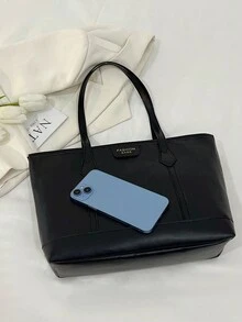 Túi Tote Đeo Vai Dung Tích Lớn Mùa Thu/Đông Mới, Họa Tiết Da Cá Sấu Nổi, Túi Xách Nữ Thường Ngày, Trang Trí Lá Vàng Chữ Cái, Phù Hợp Khi Đi Làm - màu đen - Xem 5