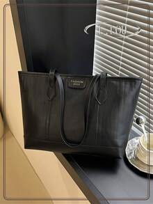 Túi Tote Đeo Vai Dung Tích Lớn Mùa Thu/Đông Mới, Họa Tiết Da Cá Sấu Nổi, Túi Xách Nữ Thường Ngày, Trang Trí Lá Vàng Chữ Cái, Phù Hợp Khi Đi Làm - màu đen - Xem 1