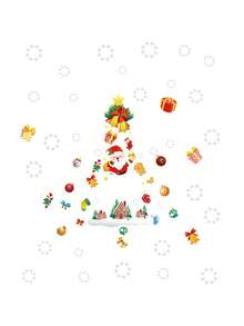 1 件圣诞树图案静电贴墙贴，可拆卸，适用于卧室和客厅，全新圣诞版最佳礼物 - 彩色 - 查看 8