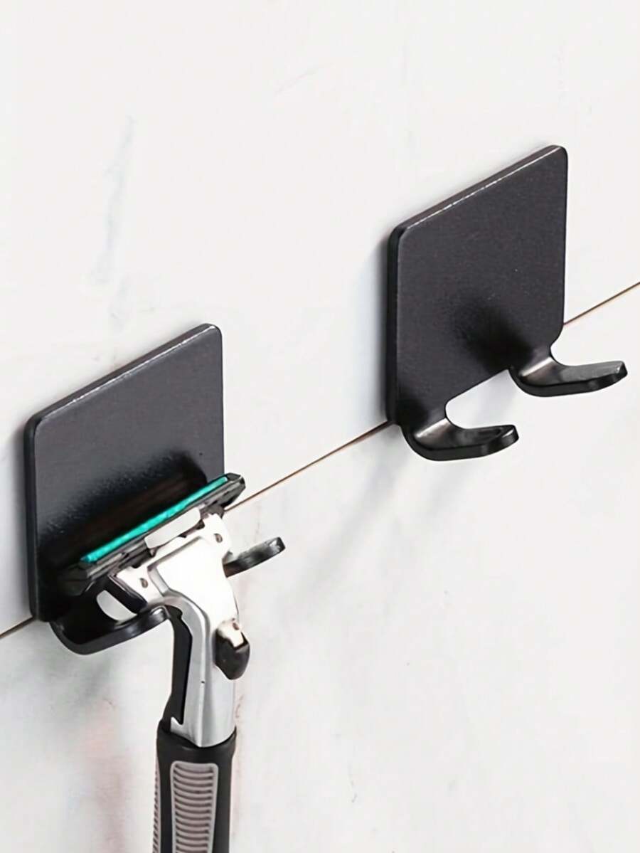 2 件装，浴室收纳挂钩，免打孔剃须刀架，男士剃须刀架，壁挂式浴室剃须刀架，浴室配件