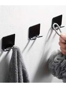 2 件装，浴室收纳挂钩，免打孔剃须刀架，男士剃须刀架，壁挂式浴室剃须刀架，浴室配件 - 黑色 - 查看 6