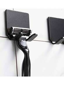 2 件装，浴室收纳挂钩，免打孔剃须刀架，男士剃须刀架，壁挂式浴室剃须刀架，浴室配件 - 黑色 - 查看 9