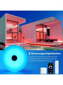 OYAJIA OYAJIA LED Deckenleuchte Dimmbar mit Bluetooth Lautsprecher,60W 50CM LED Deckenlampe mit Fernbedienung,RGBW Farbwechsel,Einstellbar für Schlafzimmer Küche Kinderzimmer Wohnzimmer