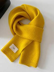1st 2024 Herfst/Winter Koreaanse Stijl Gebreide Sjaal Voor Vrouwen, Effen Kleur, Warm, Unisex, Dikke Nekwarmer