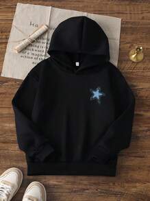 1pc Tween Girl Hoodie - Machine Washable, Star Print Design, Sportswear Suitable For Cozy Moments, Spring'