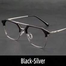 1 par de gafas rectangulares de doble haz sin graduación, de color negro, con montura de metal, adecuadas para todas las estaciones, de moda, con estilo retro, ideales para el trabajo de oficina, las compras, la decoración, el aprendizaje de los estudiantes, la lectura, las reuniones de negocios, los juegos, la protección ocular, las fiestas, los viajes, los deportes, los espectáculos en escena y la conducción.