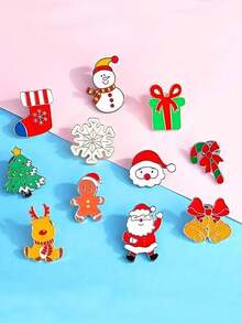 Bộ 11 trâm cài áo hoạt hình Giáng sinh - Trâm cài áo bằng hợp kim tráng men chủ đề Giáng sinh và Ông già Noel dễ thương, Thích hợp cho phụ nữ, Phụ kiện thời trang, Thích hợp để đeo hàng ngày và dự tiệc, Hoàn hảo cho lễ kỷ niệm Tết Nguyên đán - Nhiều màu - Xem 2