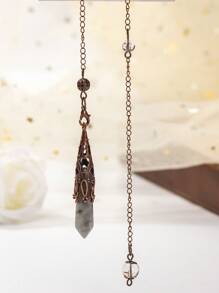 1 件仿古黄铜天然石切割水晶柱灵魂吊坠，复古宫廷风格，时尚配饰，节日礼物 - 古銅色靈擺 - 查看 19