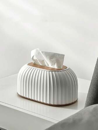 1 件双色纸巾盒套，现代简约 ABS 纸巾架，桌面面巾纸分配器，客厅卧室家具装饰，罗纹设计收纳盒，可容纳一盒纸巾，优雅的装饰风格，适合返校、办公室家居桌面配件