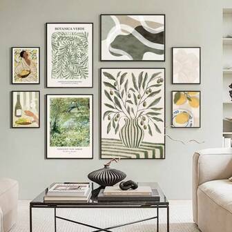 1 pieza Póster de arte de pared abstracto decorativo, pintura impresa HD de estilo minimalista escandinavo y bohemio para decoración de dormitorio familiar y sala de estar, sin marco