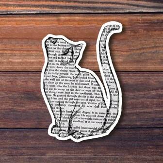 1 件 Text Cat 3 英寸乙烯基贴纸、书卷气贴纸、Kindle 贴纸、爱书人礼物、书卷气商品、色情阅读器、阅读爱好者、电子阅读器、异想天开的书卷气设计、可爱又富有艺术感、非常适合笔记本电脑，