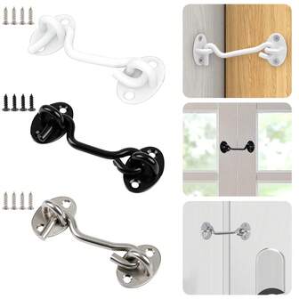 Door Latch Door Lock Hardware, Sliding Door Lock Eye With Screws, Rust-Resistant Metal Gate Latch, Sheds, Fences, Gates, Closets, Cabinets,Windows