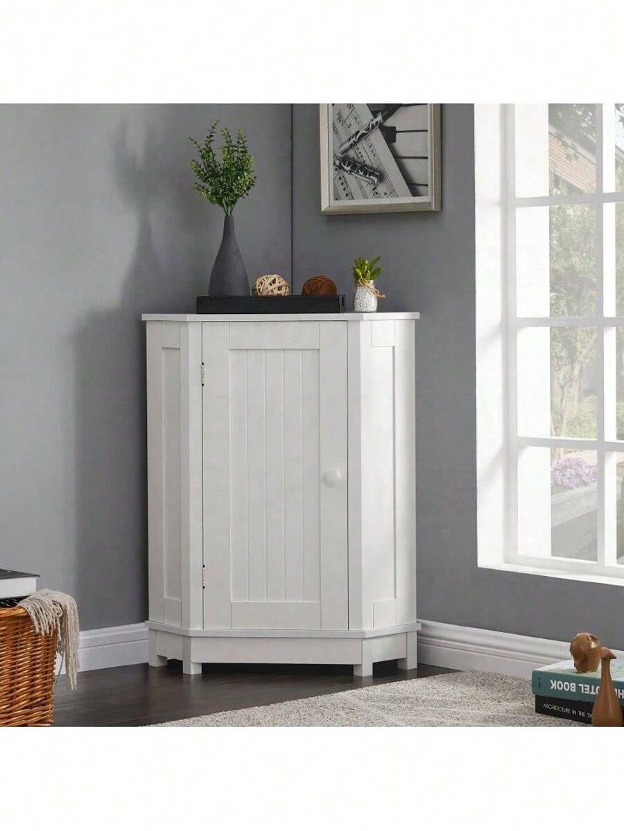 White Bathroom Triangle Corner Storage With Adjustable