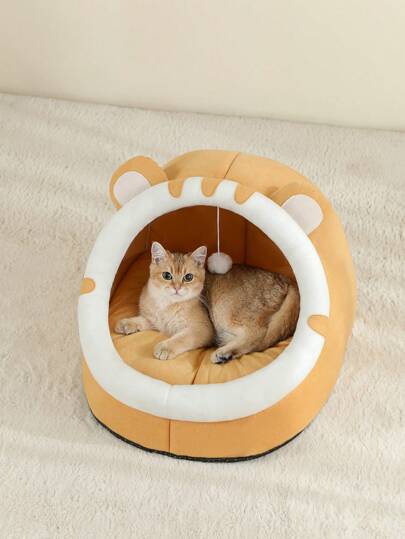 سرير قطة مريح قطعة واحدة، بيت قطة ناعم ودافئ، سلة نوم للقطط منفذة تهوية مناسبة للقطط صغيرة/متوسطة/كبيرة، جميع الفصول