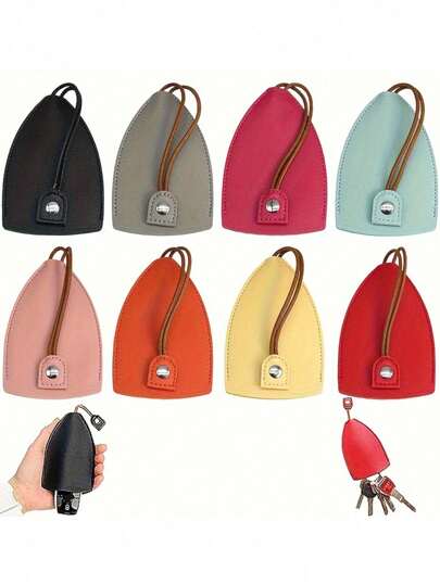 Creative Pull Out Key Bag Fashion PU Leather Car Key Case Portable Large Capacity Storage Hanging Key Sleeve,Boho Vibes