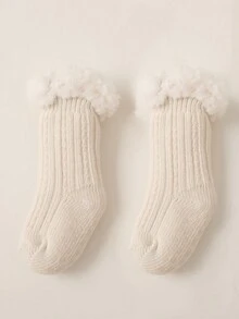 2 双婴儿加厚中筒袜冬季袜子双层保暖防滑鞋底 - 彩色 - 查看 4