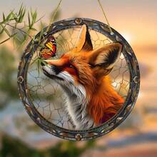 8"X8" Captivating Fox Suncatcher - Colorful Stained Glass Window Hanging Decor, Ideal Gift For Mom, Sister, Friend, Perfect For Autumn & Farmhouse Home Decor, Indoor/Outdoor, Garden, Cafe - Burnt Orange - View 5