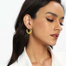 MDFUN 316L Stainless Steel Thick Earrings, Hollow Hoop Earrings, Jewelry For Men And Women