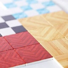 9 piezas Piso de madera en miniatura para casa de muñecas: 1:12 mini cocina de 30X30MM, comedor, accesorios de decoración de escena de baño DIY