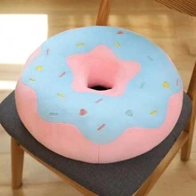 Cojín redondo de 14 pulgadas con forma de rosquilla rosa, cojín decorativo de impresión digital 3D, suave y cómodo, accesorio divertido con forma de comida, ligero y acolchado para sofá, silla, piso