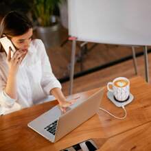 Electric Coffee Mug Warmer For Desk Auto Shut Off USB Tea Milk Beverage Cup Heater Heating Plate For Office Home 3 Temperature Setting - White - View 4
