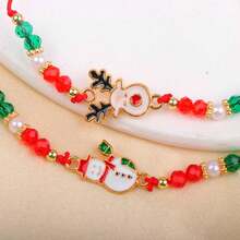 Bộ 6 vòng tay bùa Giáng sinh, Ông già Noel, Người tuyết, Hươu, Bông tuyết, Dây có thể điều chỉnh, Thích hợp làm quà tặng Giáng sinh/Năm mới cho phụ nữ - 6 vòng tay bện Giáng sinh - Xem 8