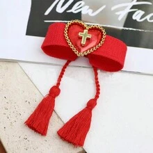 1 chiếc vòng tay màu cầu vồng làm thủ công hình trái tim chữ thập thiết kế cổ điển Bohemia làm quà tặng tiệc - Vòng tay quyến rũ - Xem 7