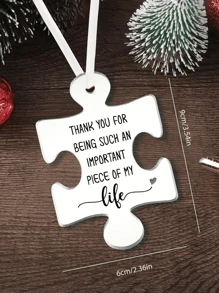 1pc/5pcs/10pcs Puzzle Piece Ornament, Friendship Ornaments,Best Friends Ornaments, Gifts For Friends, Acrylic Ornament, Teacher Christmas Ornament, Teacher Gift, Thank You For Being Such An Important Piece Of My Life, Christmas Tree Hanging Ornament