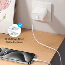 2 件套 30W 快速充电适配器充电块，带 3.3 英尺/100 厘米 USB-C 转 Type-C 线缆，兼容 Iphone 16/15 系列， - 查看 5