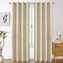 Panouri de perdele negre cu ochiuri, disponibile în opțiuni de 4/2/1 panouri, dimensiuni multiple, țesătură în 3 straturi de înaltă calitate, izolare termică și umbrire solară, potrivite pentru dormitor, sufragerie, sufragerie, bucătărie, dulap, culoare bej