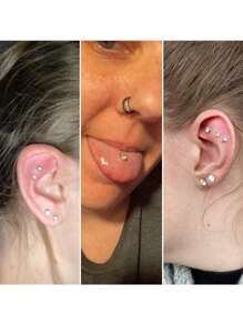 AVYRING 16g Bijou de piercing en acier inoxydable avec filetage interne et strass pour tragus/nez/hélix/conque/méduse/lèvre/labret - boucle d'oreille pour hélix, tragus, cartilage pour femmes et hommes 2-4 pièces