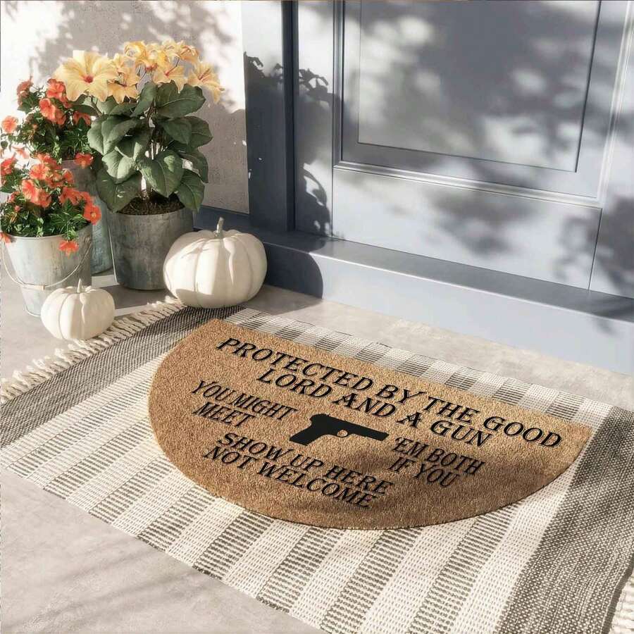 Funny Half Round Door Mat Half Circle Mat Front Door Mat ( Protected By