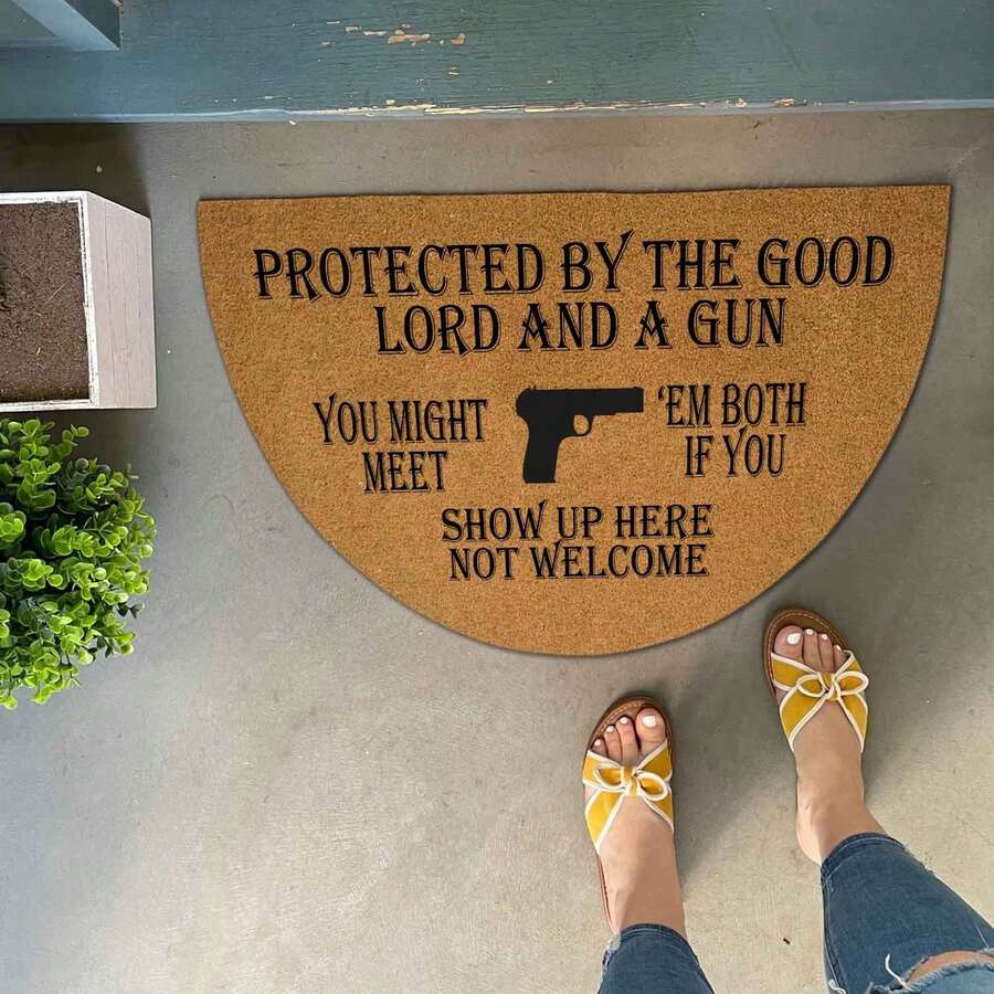 Funny Half Round Door Mat Half Circle Mat Front Door Mat ( Protected By