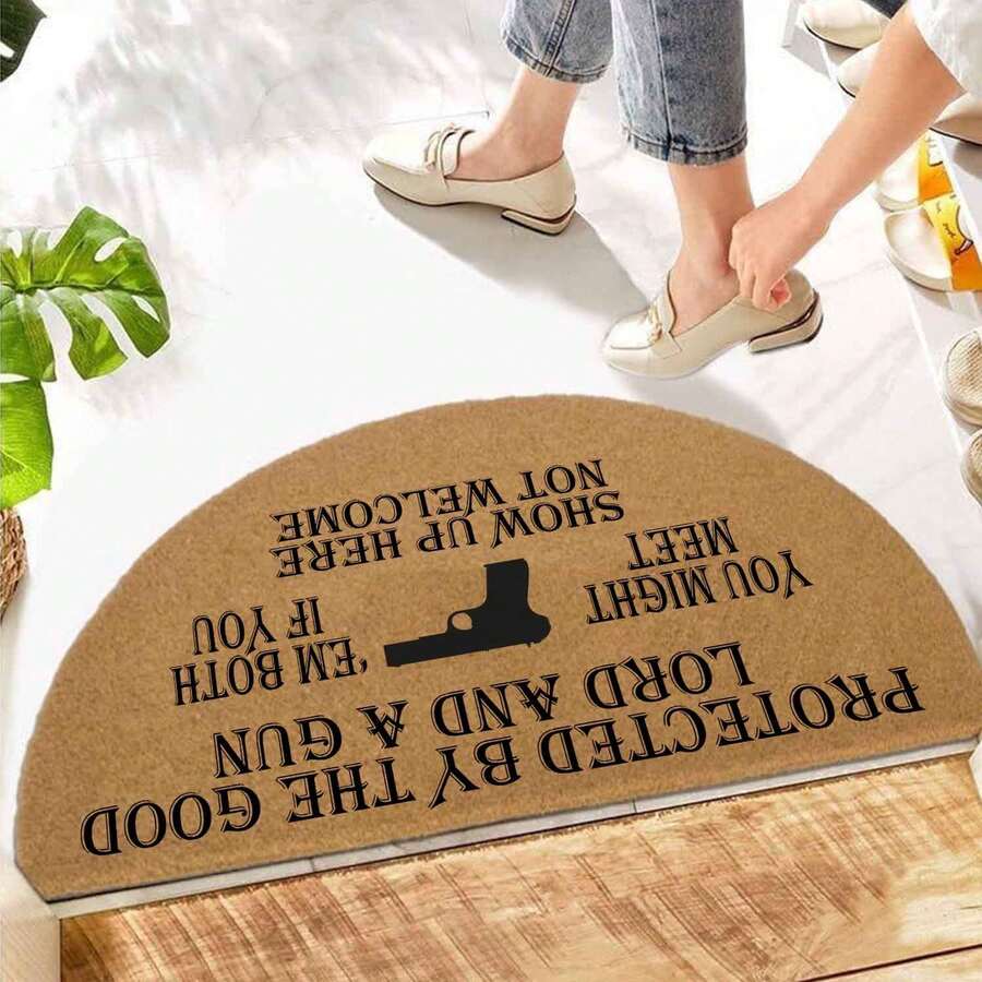 Funny Half Round Door Mat Half Circle Mat Front Door Mat ( Protected By