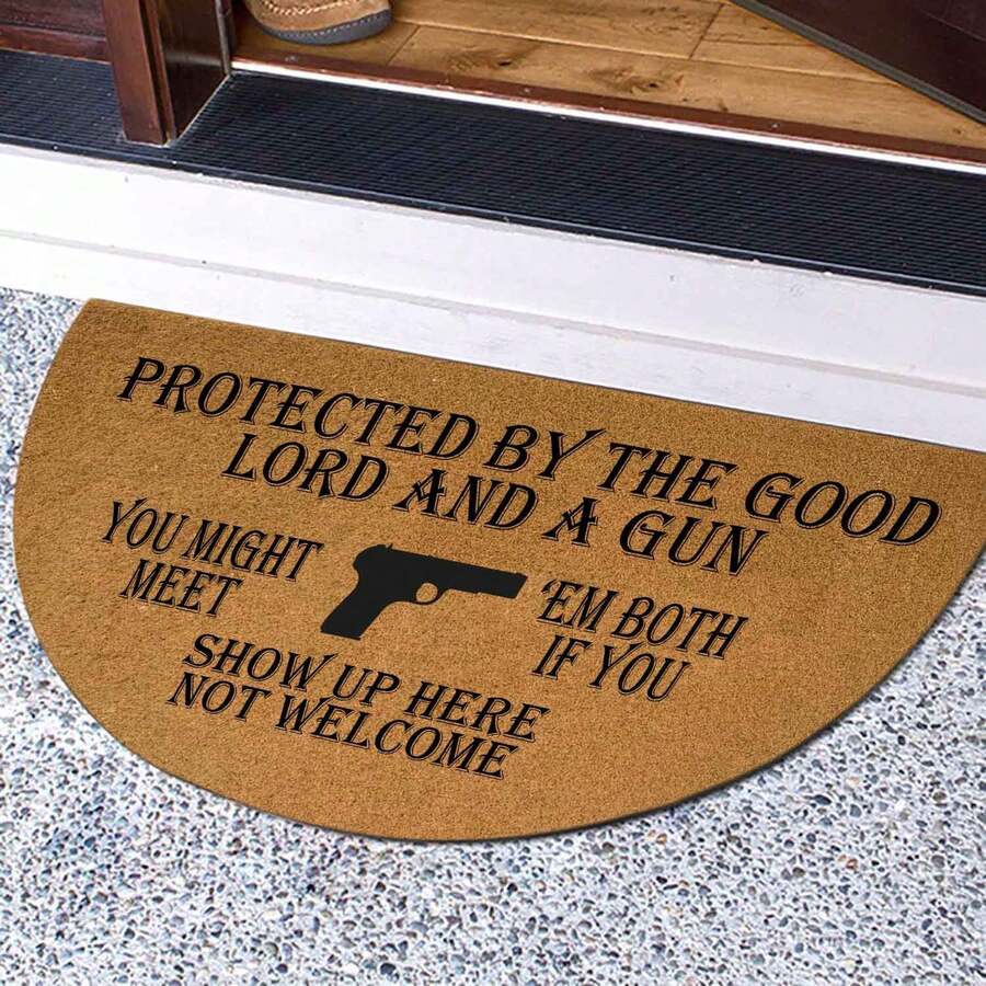 Funny Half Round Door Mat Half Circle Mat Front Door Mat ( Protected By