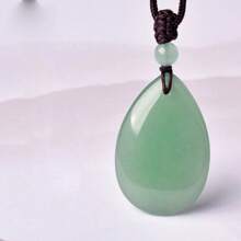 1 件天然绿玉吊坠扣项链，绿色甜甜圈玉 26 毫米宝石吊坠可调节项链，送给母亲的幸运礼物，送给她的礼物，适合节日派对礼物，石英水晶礼物。 - 水滴吊墜 - 查看 3