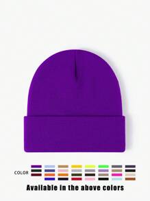 1pc Unisex Solid Color Knitted Hat, Y2K Style Outdoor Warm Beanie, Casual All-Match Winter Ski Cap Suitable For Daily Commute