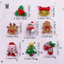 10/20pcs Mixed Random Shiny Resin Christmas Decorations - Santa Claus, Reindeer, Snowman, Etc. With Rhinestones - Perfect For DIY Crafts, Scrapbooking, And Home Decor - Multicolor - View 5