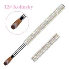 1 Stück funkelnde Strass Nagelbürste, Kolinsky Acryl Pinsel, Acryl Pulver Nagelpinsel (Silber, Größe #8-#18)
