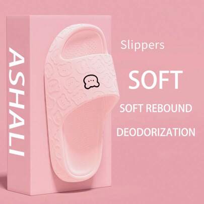 ASHALI Comfortable Breathable Cute Cartoon Teddy Bear Pink House Slippers, Unisex Lightweight EVA Material Simple Style Can Be Worn Outside As Couples Slipper