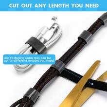 带钩和环的可重复使用紧固带、多用途带、电缆管理带、适用于计算机/电子设备的可调节电线整理带 - 黑色 - 查看 3