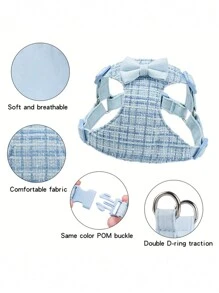 Plaid Bow Decor Pet Chest Strap For Girl, Daily Use