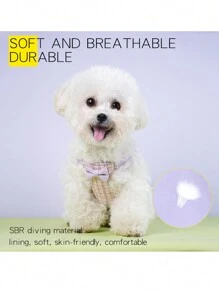 Plaid Bow Decor Pet Chest Strap For Girl, Daily Use