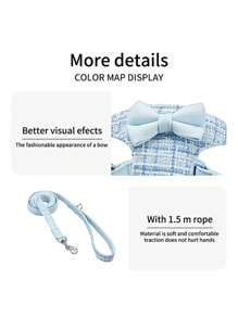 Plaid Bow Decor Pet Chest Strap For Girl, Daily Use