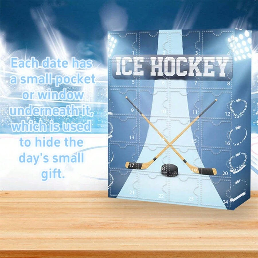 Calendario dell'Avvento 2025 con 24 giorni e 24 regali, inclusi articoli e accessori per hockey, calendario del conto alla rovescia per le vacanze, adatto come regalo per uomo, decorazione per la casa e la cucina, regalo per Ognissanti, regalo per appassionati di hockey, regalo di Natale - multicolore - Visualizzare 1