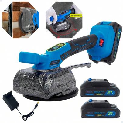 Máquina de Assentar Pisos Azulejos Porcelanato Ventosa Vibração Bateria Recarregavel Bivolt