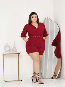 Luxury Plus Size Jumpsuit - 紅色 - 查看 5